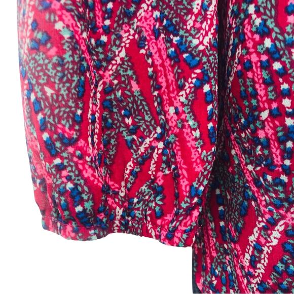 Fun 2 Fun Airy Multi Color Smocked Popover Top Kenmore Split Neck Smocked Yoke - Picture 6 of 16